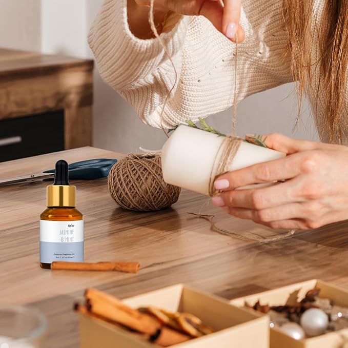 Jasmine & Mint Fragrance Oil, MitFlor 30ml Hotel Diffuser Oil, Large Size Premium Grade Fragrance Oil for Soap & Candle Making Scent, Aromatherapy Essential Oil, Fresh Scent for Home Fragrance