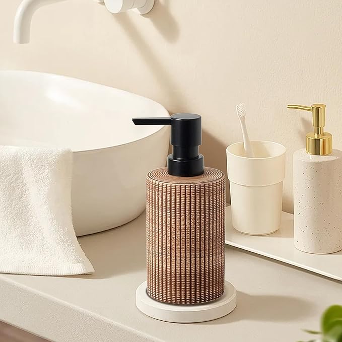 Comeon Ceramic Soap Dispenser for Shampoo, Dish Soap, Hand Soap, Conditioner，12 Oz Refillable Foam Pump Bottle Stainless Steel Kitchen/Bathroom Décor (Light)