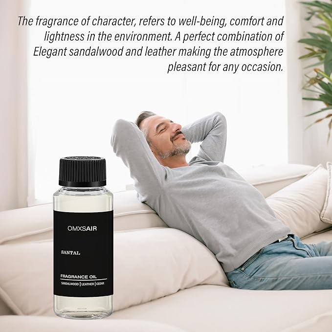 Hotel Diffuser Oil 120ml Inspired by Santal - Home&Car Luxury Scents - Comforting Sandalwood,Papyrus,Cardamom,Waterless Essential Oils Blend for Aromatherapy Diffuser