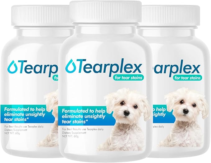 Tear Stain Remover for Dogs and Cats | Natural Supplement Suitable for All Breed Types | Pet Tear Stain Remover Powder | Made with Natural Ingredients | Beef Flavored - 3 Pack
