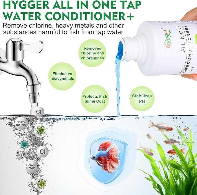 hygger Aquarium Water Conditioner for Freshwater, Neutralizes Chlorine, Chloramines, Reduce Heavy Metals, Ammonia & Nitrite, Safe for Fishes and Plants, 500 ML