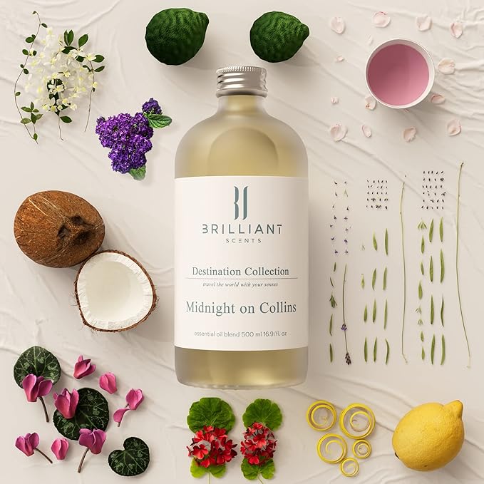 Brilliant Scents Midnight on Collins Fragrance Oil 500ml Inspired by The Fontainebleau - Luxury Home & Business - Long Lasting, Plant-Based, Meets IFRA Standards, USA-Made - Clean Floral Scent