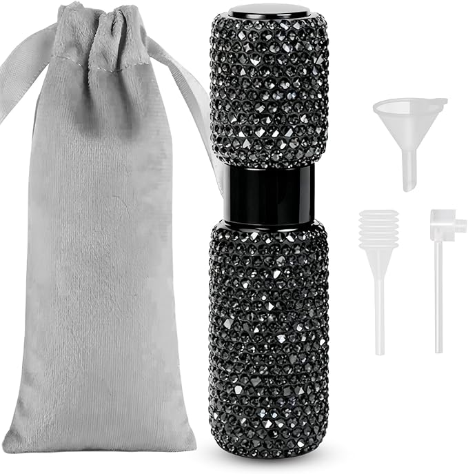 Portable 8ML Perfume Travel Refillable Bottle, Travel Size Perfume Refill Atomizer Bottle,Mini Spray Bottle Empty for Refill(Black 1PC)