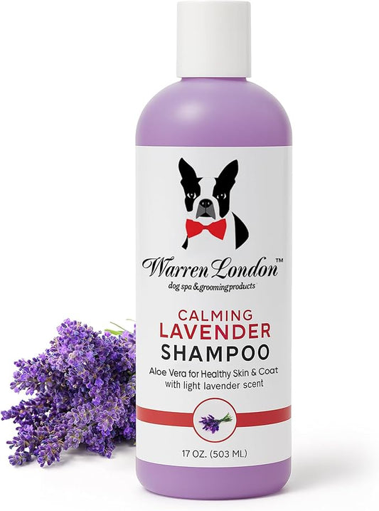 Warren London Calming Lavender Dog Shampoo | Softening Aloe Vera & Essential Oils for Dogs | Leaves Coat Silky & Smelling Amazing | Gentle & Soap-Free | Made in USA – 17 oz