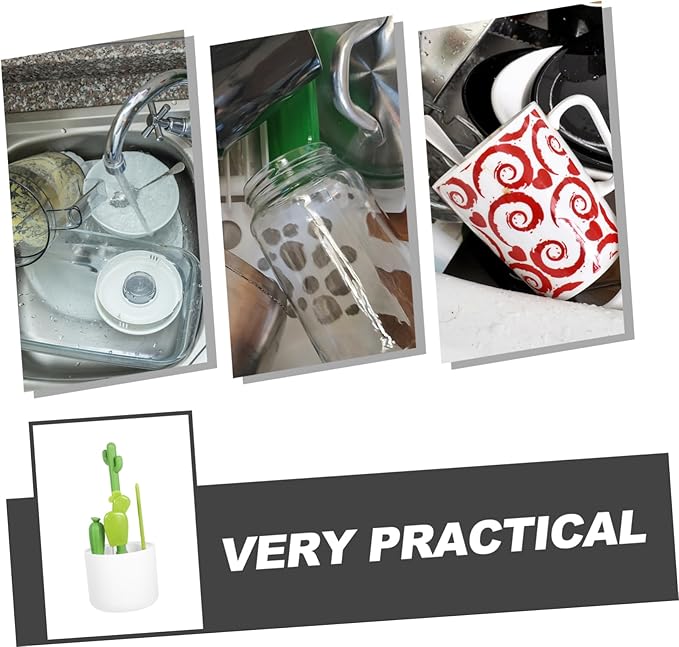 2sets Multi-Function Cactus Bottle Brush Cleaning Kit for Cup Lids Straw and Tight Spaces and Reusable Bottle Cleaners