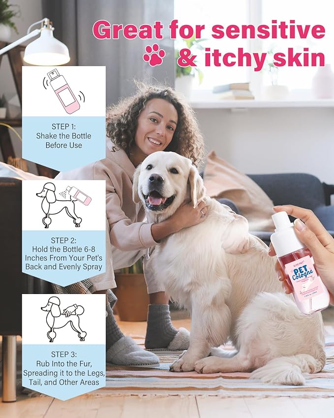 Dog & Cat Cologne | Long-Lasting Classic Powdery Scent | Fur-Conditioning, Non-Sticky Odor Control Formula | Travel-Friendly, 3.38 fl. oz