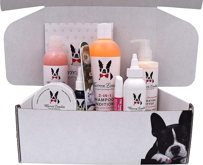 Warren London Ultimate Dog Spa Gift Box – 8-Piece Grooming & Pampering Kit | Hydrating Butter, Exfoliating Butter Wash, 2-in-1 Shampoo, Paw Defense Wax, Wet Kiss Cologne, Pawdicure Tools | Gift Set