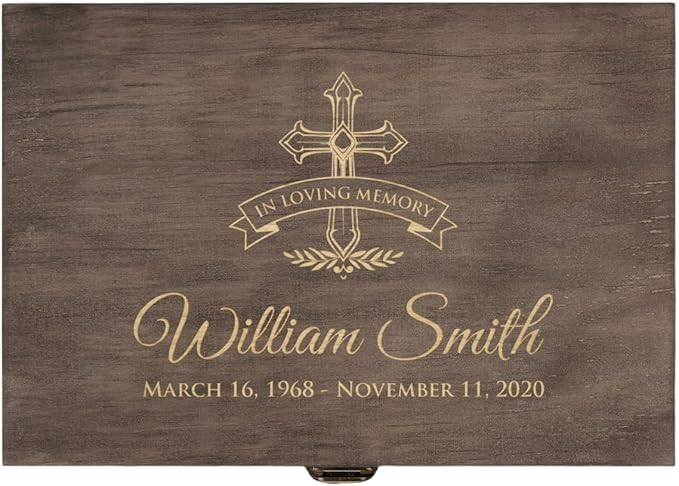 Personalized Memorial Keepsake Box - Custom Engraved Wooden Memory Box for Remembrance Sympathy Gift for Loss of Loved One Funeral Memory Storage Box for Ashes, Photos, Mementos - Customized Gifts