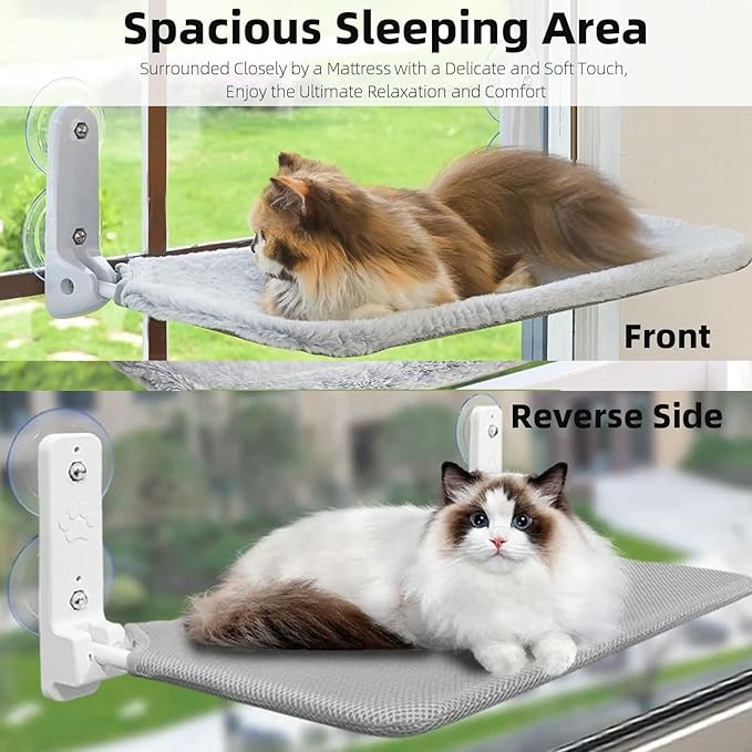 2PCS Replacement Cover for Cat Window Perch, L Size Cordless Cat Window Hammock Bed Accessories, Reversible Breathable/Warm Seat Cover for Inside (Grey, 23.6''L×11.8''W)
