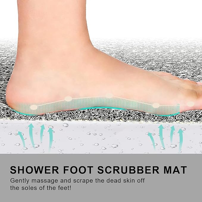 Nonslip Bathtub Mat, Anti Slip Bath Mat 0.6" Extra Thick, Quick Dry Bath Tub Anti Slip Shower Mat, Loofah Non-Slip Bath Mat for Tub Bathroom Pool Kitchen Entryway Home Hotel(Grey 16x39)