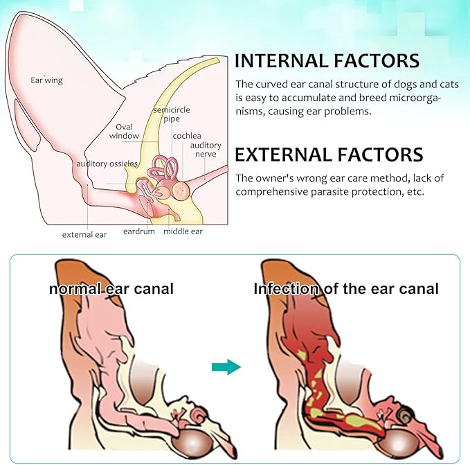 Ear Mite Treatment for Dogs & Cats, Advanced Formula for Pet Ear Cleaner Drops - 0.75 fl oz / 22ml