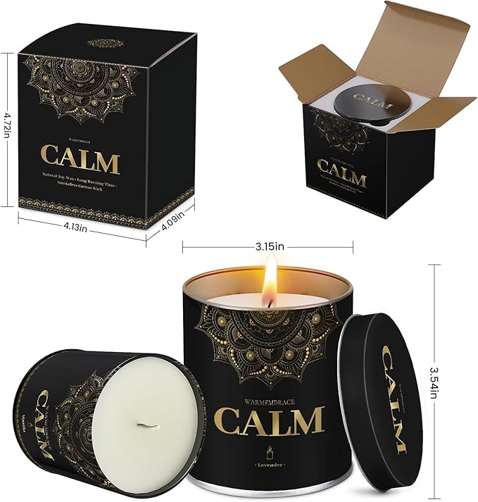 WarmEmbrace Lavender Scented Candles, 9 Oz Jar Candles for Home, Office, Meditation, Yoga, Candles for Women & Men, Birthday, Christmas, Valentine's Day Present, Elegant Decorative Accent