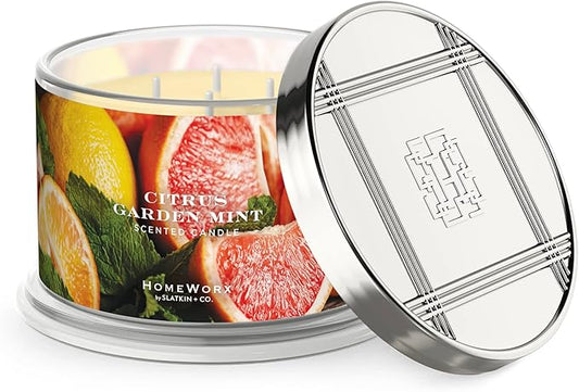 HomeWorx by SLATKIN + CO. Candle- Citrus Garden Mint, 18 oz. Premium Scented Candle - 30-55 Hours Burn Time