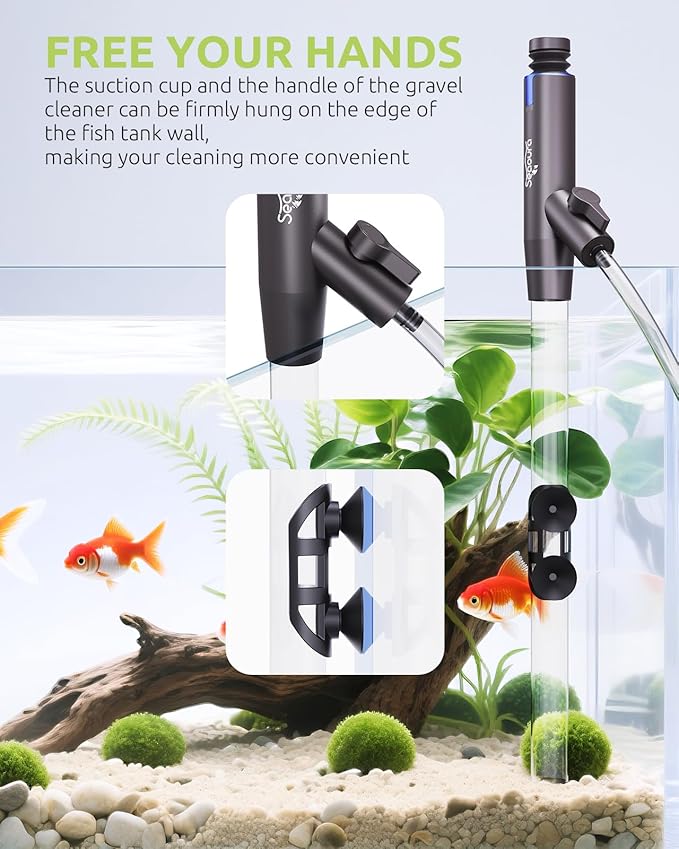 Aquarium Vacuum Gravel Cleaner Adjustable, Aquariums Siphon Fish Tank Cleaner, Manual Python Water Changer with Air Push Button, Fishtank Vacuums Cleaning Kit for Suck Manure Wash Sand