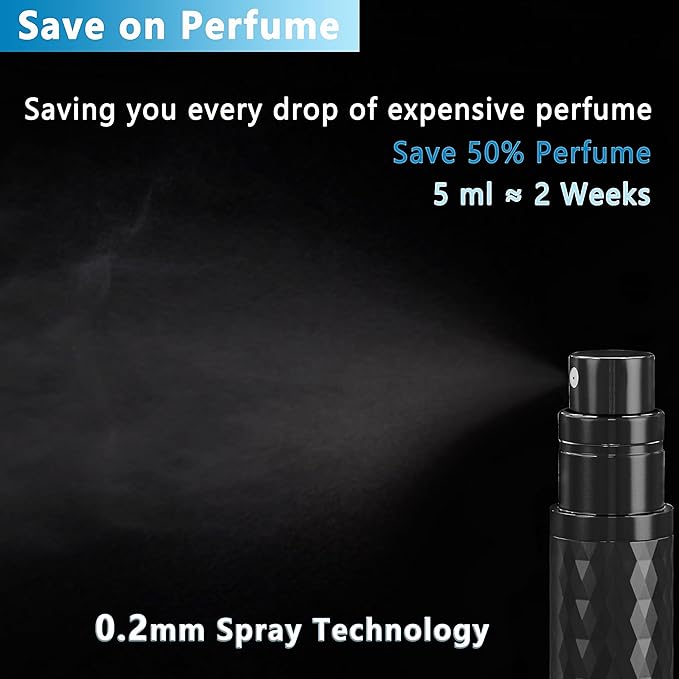 Travel Perfume Atomizer Bottle Refillable - 5ml Leakproof Fragrances Perfume Atomizer, Portable Perfume Sprayer, Perfume Refillable Bottle for Traveling (Black)