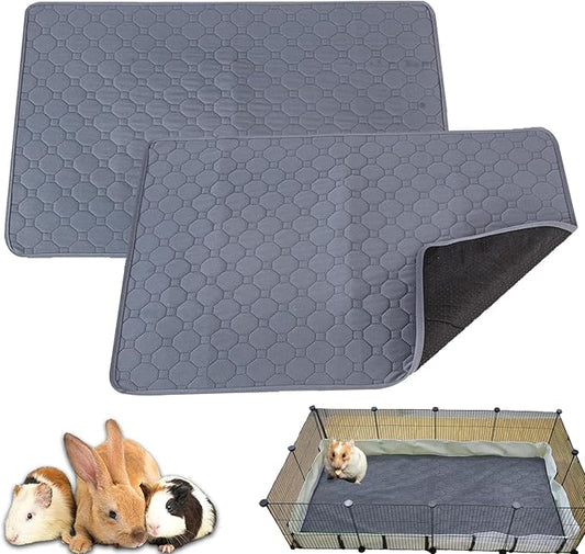 2-Pack 24" x36'' Washable Guinea Pig Cage Liner - Reusable & Anti-Slip Guinea Pig Bedding, Instant Absorbent Rabbit Pee Pads, Perfect Cage Liners for Small Animals, Hamster, Puppy
