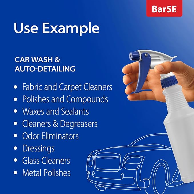 Bar5F Set of 4 Premium Empty 16 oz Spray Bottles, NBR Gasket - Superior Hydrocarbon Resistance - Ideal for Auto Detailing & Industrial Cleaning