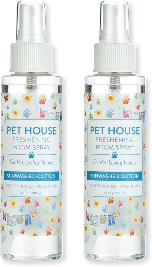 One Fur All Concentrated Room Spray 4 OZ Dog and Cat Friendly Air Freshener for Pet Odor, Sunwashed Cotton, Pack of 2