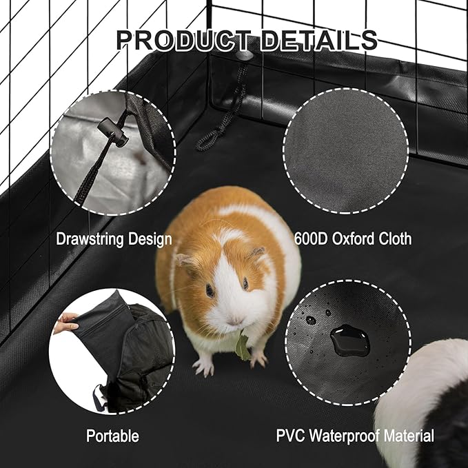 24" X 48" Guinea Pig Cage Line: Washable & Waterproof Bedding Pad for Rabbit or Bunny or Hamster, Reusable & Anti-Slip Cage Bottom Mat for Small Animals