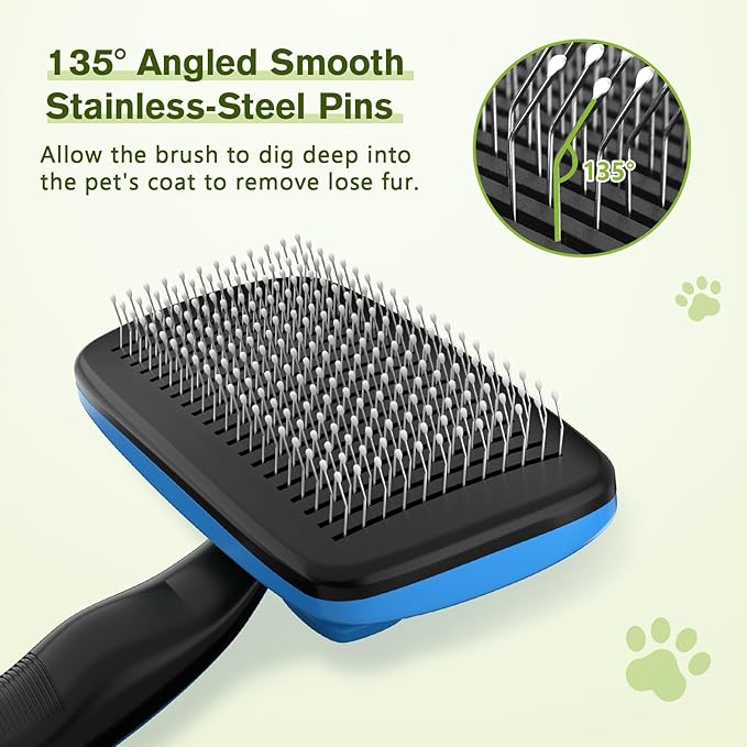 Pecute Self-Cleaning Slicker Brush for Dogs, Cats, Lightweight Dog Brush for Shedding Massaging Grooming, Cat Brush Gently Removes Loose Fur Undercoat for Small Dogs Cats Rabbits of All Hair Types