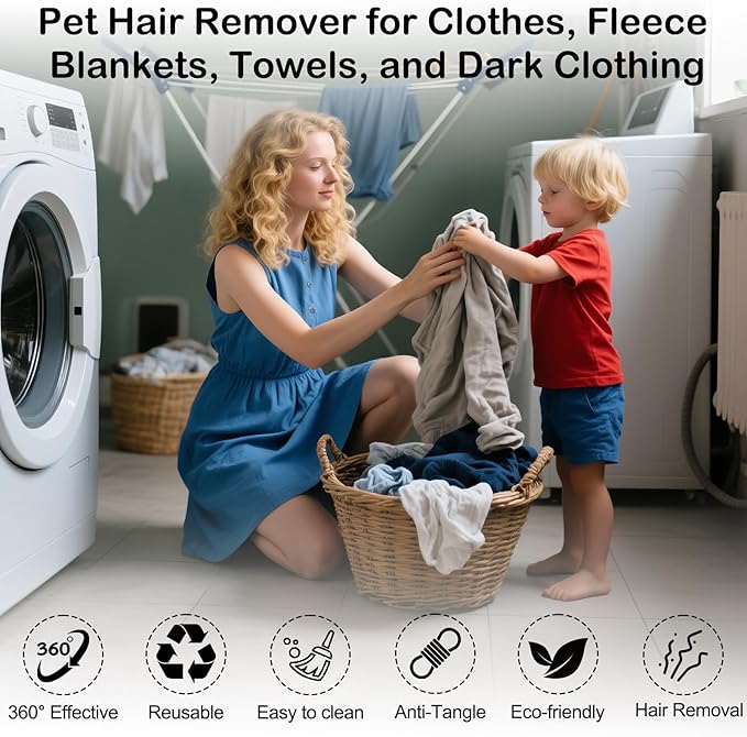 20PCS Pet Hair Remover for Laundry, Reusable Lint Catcher for Washing Machine, Effective Cat Dog Laundry Pet Hair Catcher for Clothes, Sheets, Towels, Fleece Blankets, They Don’t Damage Fabric