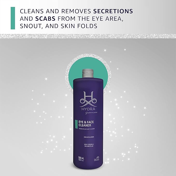 Hydra Professional Face and Eye Cleaner for Dogs and Cats, No-Rinse Pet Cleaner for All Breeds and Coat Types