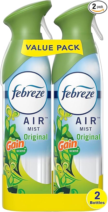 Febreze Air Mist Air Freshener Spray, Odor-Fighting Room Spray, Air Fresheners for Home and Bathroom and Kitchen, Aerosol Can, Gain Original Scent, 8.8oz, 2 Count