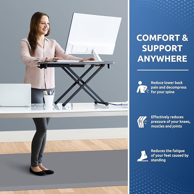 KitchenClouds Kitchen Mat Cushioned Anti Fatigue Rug 30"x108" Waterproof, Non Slip, Standing and Comfort Desk/Floor Mats for House Sink Office (Grey,0.8inch)