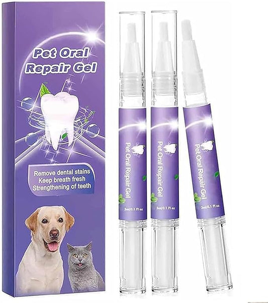 3Pcs Pet Oral Repair Gel, Pet Oral Restoration Whitening Gel, Pet Teeth Care Gel Cleaner Teeth & Fresher Breath, Without Brushing