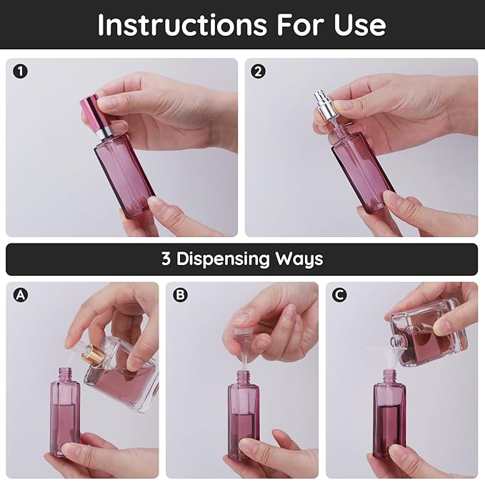 Segbeauty 2pcs Travel Perfume Bottle, 20ml Mini Perfume Refillable Bottle Empty, Portable Leakproof Glass Atomizer Sprayer for Perfume Cologne Fine Mist Sprayer Travel Kit Makeup Spray Bottles Set