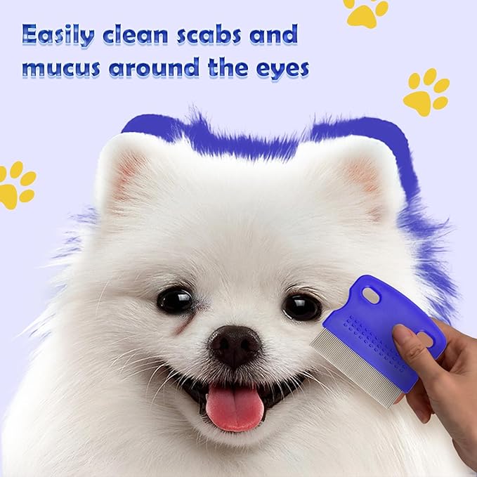 Flea Comb for Cats Dogs, 6 Pack Pet Lice Comb Set Pet Grooming Pets for Small, Medium & Large Pets (Blue)