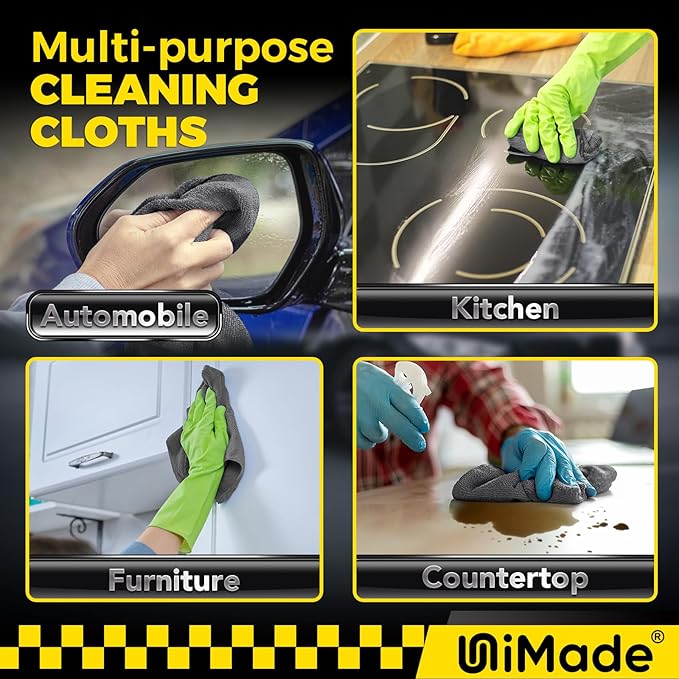 Microfiber Cleaning Cloth, 100 Pack Microfiber Towels for Cars Commercial Grade Work Rags Bulk Detailing Cloth for Automotive Bar Mechanic Restaurant Garage Housekeeping, 11.5"x 11.5", Grey