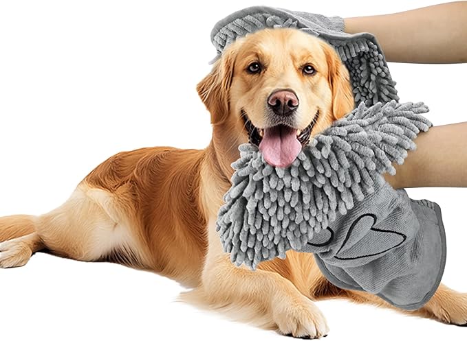 Microfiber Dog Towels for Drying Dogs, Super Absorbent, Soft and Quick Drying Pet Grooming Towel, 31Inch X 13Inch, Perfect Pets' Shower & Bath Supplies for Dog and Cat, Machine Washable, Grey