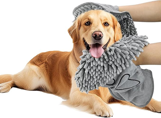 Microfiber Dog Towels for Drying Dogs, Super Absorbent, Soft and Quick Drying Pet Grooming Towel, 31Inch X 13Inch, Perfect Pets' Shower & Bath Supplies for Dog and Cat, Machine Washable, Grey