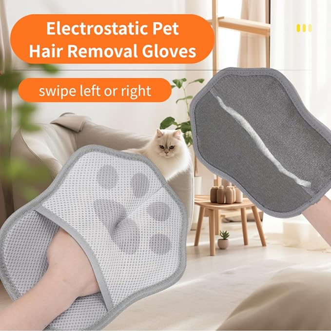 Electrostatic Pet Hair Removal Glove Brush, Newly Upgraded Reusable and Washable Cats & Dogs Hair Removal Glove, Pet Hair Removal Tool for Clothing, Couch, Carpet, Car Seat, 1 Pcs Pink
