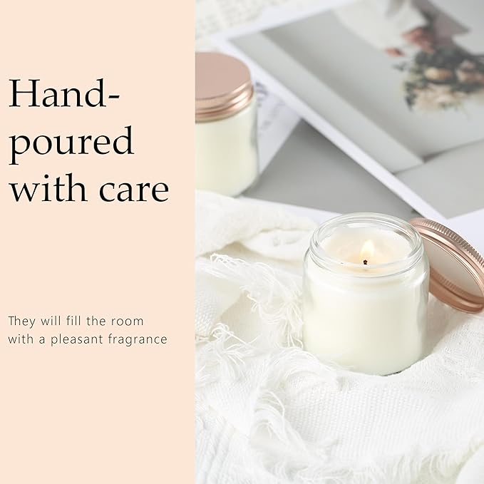 24 Pcs 4 Oz Mason Jar Candles, Lavender Scented Soy Candles Bulk Set for Stress Relief and Relaxation, Great Favors for Wedding, Christmas, Housewarming Gifts (Pink-Lavender, 24)