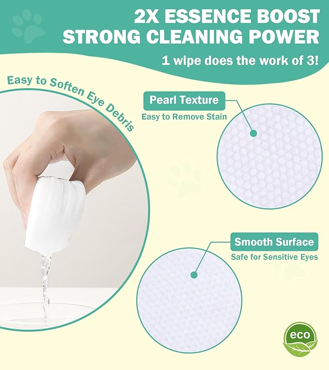 Hypoallergenic Eye Wipes for Dogs & Cats – Gentle Dog Eye Wipes Cleaner with 9X Cleaning Power, Natural Dog Fece Wipes Gently Remove Tear Stains, Crust, Discharge & Debrist, 120Pcs, Unscent