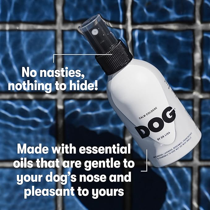 DOG by Dr Lisa - Spring Cologne - With Rose Geranium and Orange - Natural Dog Perfume - Pet Deodorant Spray - Plant-Based Essential Oils - Vegan - 4.2oz