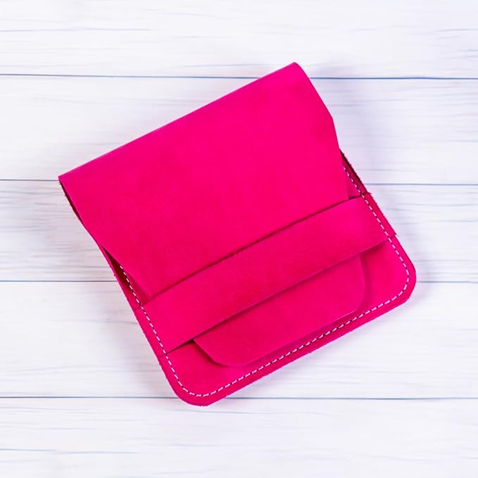 Leather Manicure Set Case Grooming Kit Organizer (Fuchsia)