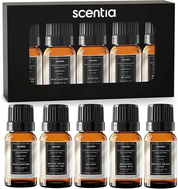 Scentia Hotel Diffuser Oil Gift Set – 10 mL, 0.34 fl oz | Inspired by 5-Star Hotels Baccarat NYC, Scentia My Way & Delano Scents | Luxury Aroma Diffusers - Thanksgiving & Holiday Gift
