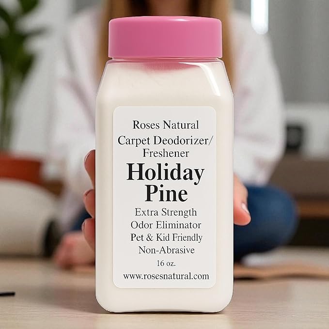 Holiday Pine Scented Carpet Deodorizer Powder – Pine, Long-Lasting Odor Eliminator, Plant-Based, Pet Friendly, 16 oz, All-Natural, Made in the USA