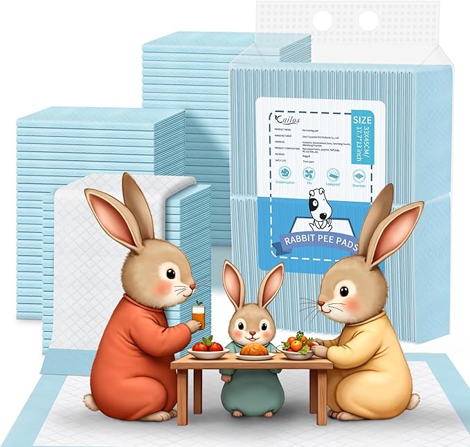 Rabbit Pee Pads, Disposable Super Absorbent Diaper, Pet Toilet/Potty Training Pads for Guinea Pigs, Hedgehog, Hamsters, Chinchillas, Cats, and Other Small Animals (33×45CM-100 Counts)