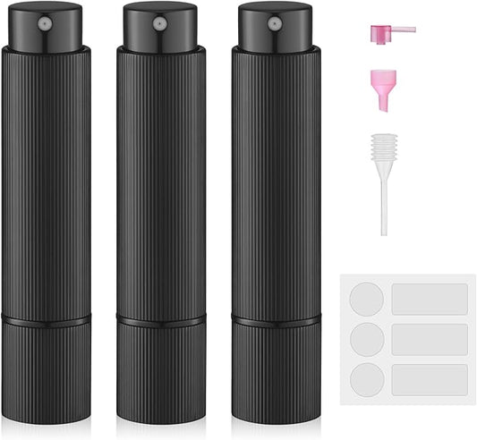 Travel Perfume Bottle Refillable - Cologne Spray Atomizer Mini - Small Travel Size Sprayer Empty for Refill Sample Container - Portable Fragrance Decant Dispenser for Men Women 3PCS 8ml Black