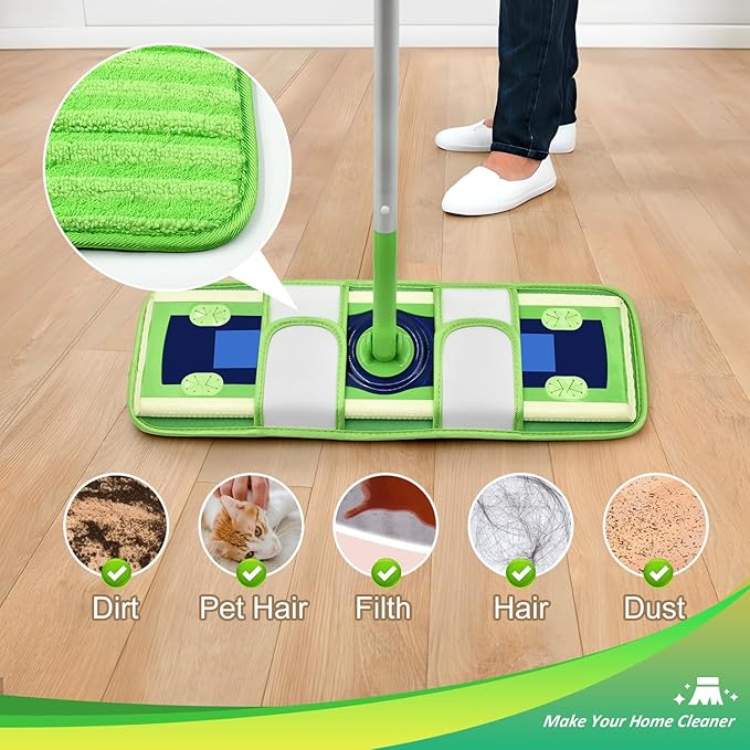 4 Pack Microfiber Mop Pads for Swiffer XL Mops Reusable Wet and Dry Mopping Cloths Compatible with Swiffer Sweeper XL,Washable XL Mop Refill Replacement for All Hardwood Dry & Wet Cleaning (Strip Pad)