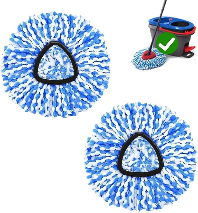 2-Pack Spin Mop Replacement Head for O-Ceda RinseClean Spin Mop Refill 2-Tank System Microfiber Deep Cleaning Machine Washable and Easy-to-Replace