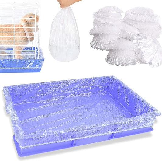 30 pcs Disposable Cage Liners, Clear Plastic Rabbit Cage Liner Bag, Universal Toilet Film for Bunny, Hamster, Totoro, Hedgehog, Guinea Pig and Small Animals