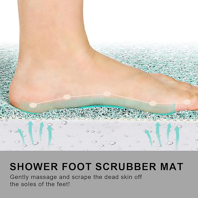 Nonslip Bathtub Mat, Anti Slip Bath Mat 0.6" Extra Thick, Quick Dry Bath Tub Anti Slip Shower Mat, Loofah Non-Slip Bath Mat for Tub Bathroom Pool Kitchen Entryway Home Hotel(Blue 24x24)