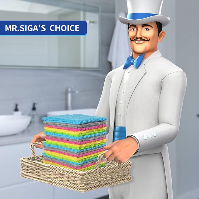 MR.SIGA Microfiber Cleaning Cloth, All-Purpose Cleaning Towels, Pack of 50, Size 11.8 x 11.8 in