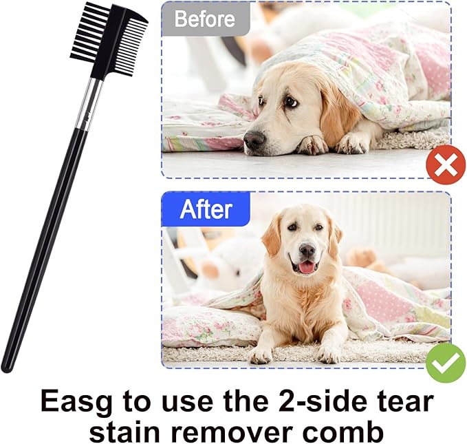 6 Pack Flea Comb for Cats Dogs,Stainless Steel Dog Cat Grooming Combs With Rounded Teeth,Double-Sided Tear Stain Remover,Dematting Comb For Dogs Cats Ideal for Small, Medium & Large Pets (Blue)