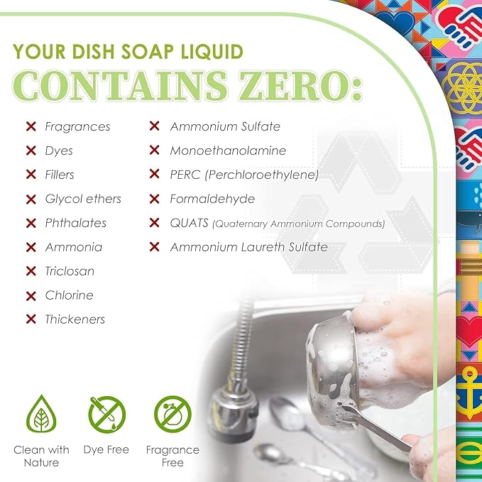 Truly Free Natural Concentrated Dish Detergent Dishwashing Liquid | Plant-Based Dish Soap | Sweet Basil Fresh Scent | Pack of 3